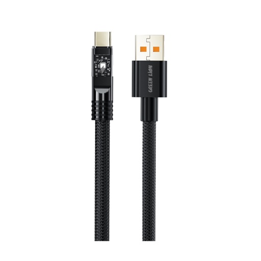 [GNBLEDBCACBK] Green Lion Led Braided Cable Usb-A to Usb-C 1Meter - Black
