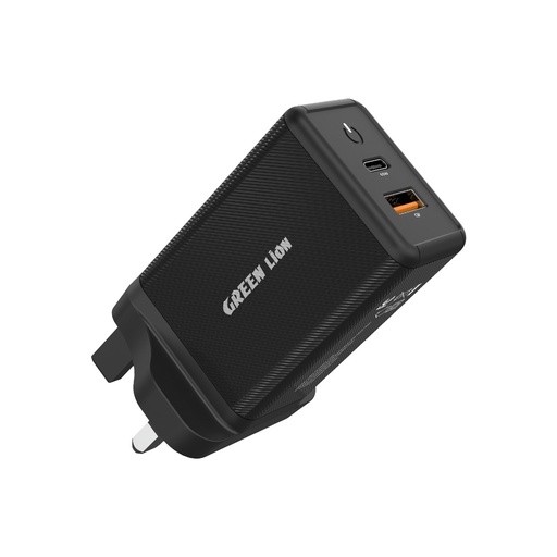[GN65WGANCTLBK] Green Lion 65W Gan Wall Charger with C to L Cable - Black