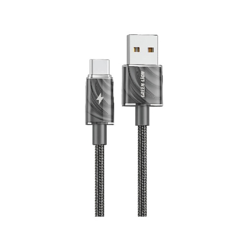 [GNTHCKBCACBK] Green Lion USB-A to USB-C Thick Braided Cable 1M - Black