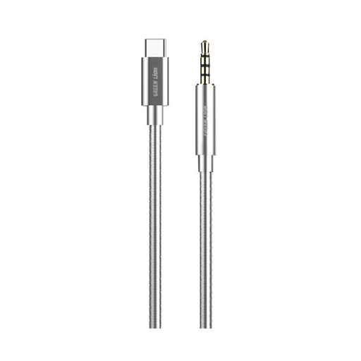 [GNC2AUX35MSL] Green Lion Non-MFi USB-C to AUX 3.5mm Stainless Steel Plating Cable 90cm- Silver