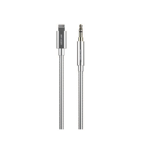 [GNL2AUX35MSL] Green Lion Non-MFi Lightning to AUX 3.5mm Stainless Steel Plating Cable 90cm- Silver 