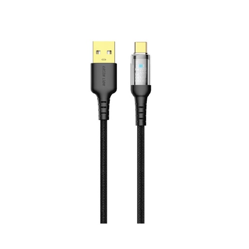[GNLEDCATCBK] Green Lion Transparent LED Cable USB To Type-C - Black