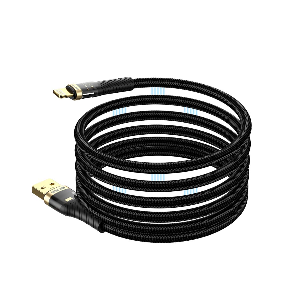 Green Lion Magnetic Cable USB-A to Lightning - Black