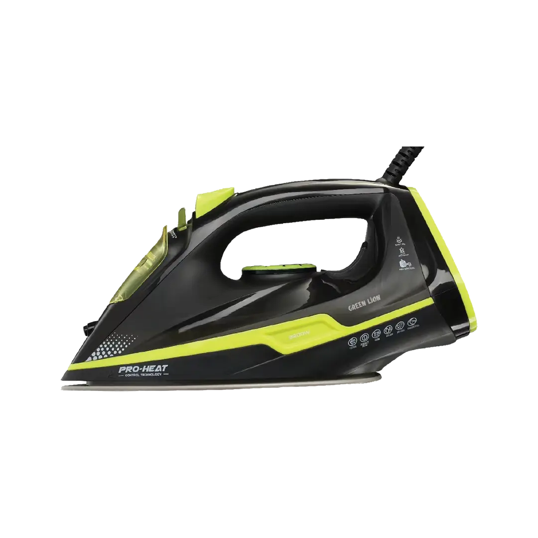 Green Lion Essential Care Steam Iron 2200W - Black and Green