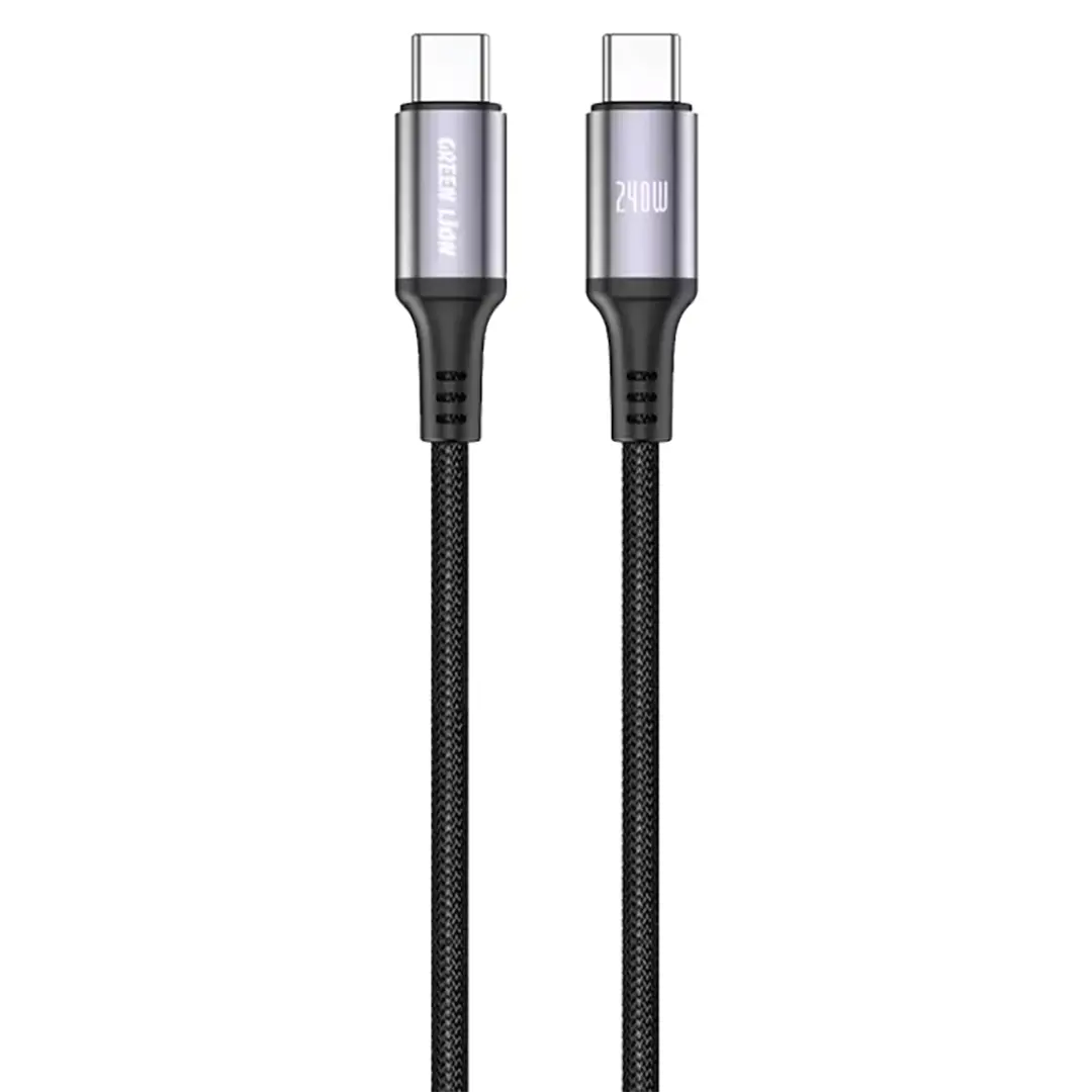 Green Lion 240W USB-C to USB-C Ultra Fast Charging 1m Braided Cable - Black