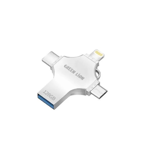 [GN4IN1USB128SL] Green Lion 4-in-1 USB Flash Drive 128GB - Silver